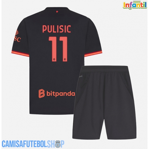 Camisa de time de futebol AC Milan Christian Pulisic #11 Replicas 3º Equipamento Infantil 2026-27 Manga Curta (+ Calças curtas)
